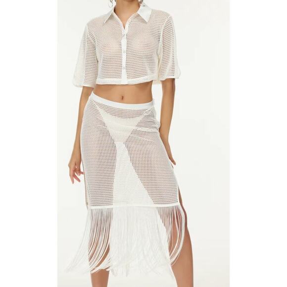 Emily in Paris X My Beachy Side Fringe White Mesh Set - Picture 1 of 9